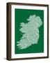 Ireland Eire City Text map-Michael Tompsett-Framed Art Print