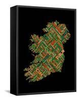 Ireland Eire City Text map-Michael Tompsett-Framed Stretched Canvas