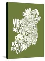 Ireland Eire County Text Map-Michael Tompsett-Stretched Canvas