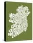 Ireland Eire County Text Map-Michael Tompsett-Stretched Canvas