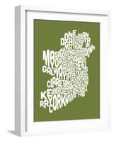 Ireland Eire County Text Map-Michael Tompsett-Framed Art Print