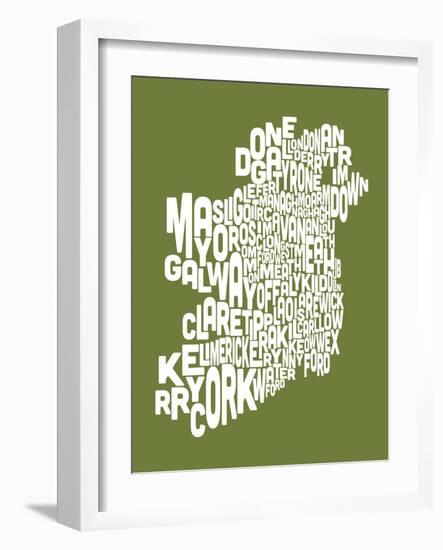 Ireland Eire County Text Map-Michael Tompsett-Framed Art Print