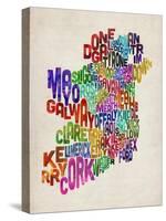 Ireland Eire County Text Map-Michael Tompsett-Stretched Canvas