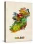 Ireland Eire Watercolor Map-Michael Tompsett-Stretched Canvas