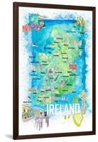 Ireland Illustrated Travel Map with Roads and Highlights-M. Bleichner-Framed Art Print