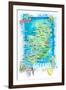 Ireland Illustrated Travel Map with Roads and Highlights-M. Bleichner-Framed Art Print