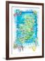 Ireland Illustrated Travel Map with Roads and Highlights-M. Bleichner-Framed Art Print