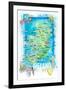 Ireland Illustrated Travel Map with Roads and Highlights-M. Bleichner-Framed Art Print