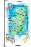 Ireland Illustrated Travel Map with Roads and Highlights-M. Bleichner-Mounted Art Print