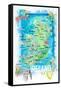 Ireland Illustrated Travel Map with Roads and Highlights-M. Bleichner-Framed Stretched Canvas