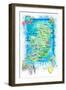 Ireland Illustrated Travel Map with Roads and Highlights-M. Bleichner-Framed Art Print