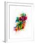 Ireland Map Paint Splashes-Michael Tompsett-Framed Art Print