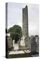 Ireland, Monasterboice, Graveyard, Crosses and Round Tower of Ancient Monastery-null-Stretched Canvas