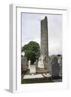 Ireland, Monasterboice, Graveyard, Crosses and Round Tower of Ancient Monastery-null-Framed Giclee Print