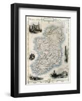 Ireland Old Map. Created By John Tallis, Published On Illustrated Atlas, London 1851-marzolino-Framed Art Print