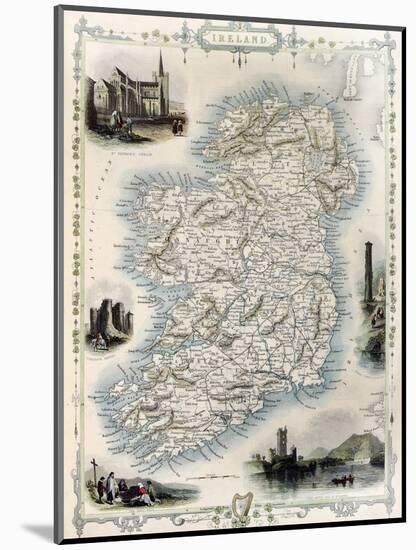 Ireland Old Map. Created By John Tallis, Published On Illustrated Atlas, London 1851-marzolino-Mounted Art Print