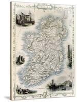 Ireland Old Map. Created By John Tallis, Published On Illustrated Atlas, London 1851-marzolino-Stretched Canvas