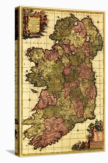 Ireland - Panoramic Map-Lantern Press-Stretched Canvas