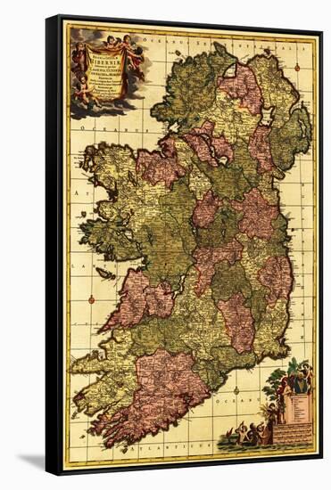 Ireland - Panoramic Map-Lantern Press-Framed Stretched Canvas