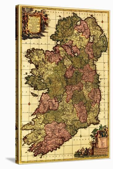 Ireland - Panoramic Map-Lantern Press-Stretched Canvas