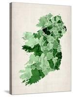 Ireland Watercolor Map-Michael Tompsett-Stretched Canvas