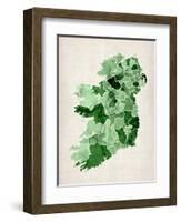 Ireland Watercolor Map-Michael Tompsett-Framed Art Print