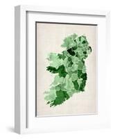 Ireland Watercolor Map-Michael Tompsett-Framed Art Print