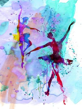 Two Dancing Ballerinas Watercolor 2