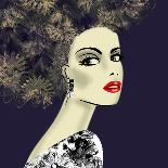 Art Colorful Illustration with Face of Beautiful Girl in Profile with Floral Pattern Afro Funky Cur-Irina_QQQ-Framed Art Print