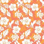 White-Orange-Flowers-On-Pink-Background-Seamless-Pattern.-irinash-Art Print