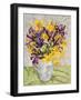 Iris and Daffodils with Patterned Textiles, 2008-Joan Thewsey-Framed Giclee Print