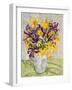 Iris and Daffodils with Patterned Textiles, 2008-Joan Thewsey-Framed Giclee Print