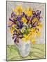 Iris and Daffodils with Patterned Textiles, 2008-Joan Thewsey-Mounted Giclee Print