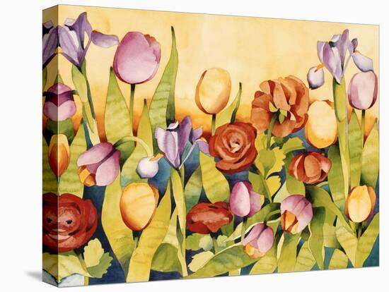 Iris and Tulips-Mary Russel-Stretched Canvas