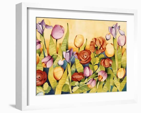 Iris and Tulips-Mary Russel-Framed Giclee Print