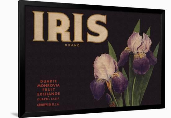 Iris Brand - Duarte, California - Citrus Crate Label-Lantern Press-Framed Art Print