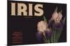 Iris Brand - Duarte, California - Citrus Crate Label-Lantern Press-Mounted Premium Giclee Print