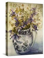 Iris, Chrysanthemums and Carnations in a Copeland Jug-Joan Thewsey-Stretched Canvas