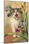Iris Eloquence with Kitten-null-Mounted Art Print