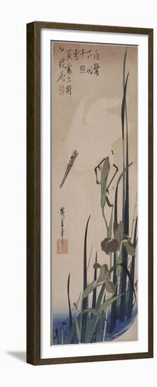 Iris et héron blanc-Ando Hiroshige-Framed Premium Giclee Print