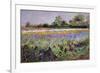 Iris Field and Two Cottages-Timothy Easton-Framed Premium Giclee Print