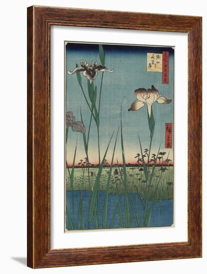 Iris Garden at Horikiri, May 1857-Utagawa Hiroshige-Framed Giclee Print