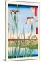 Iris Garden at Horikiri-Ando Hiroshige-Mounted Art Print