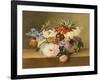 Iris, Lilac, Primulae, Blossom and Peonies in a Basket-Johan Laurentz Jensen-Framed Giclee Print