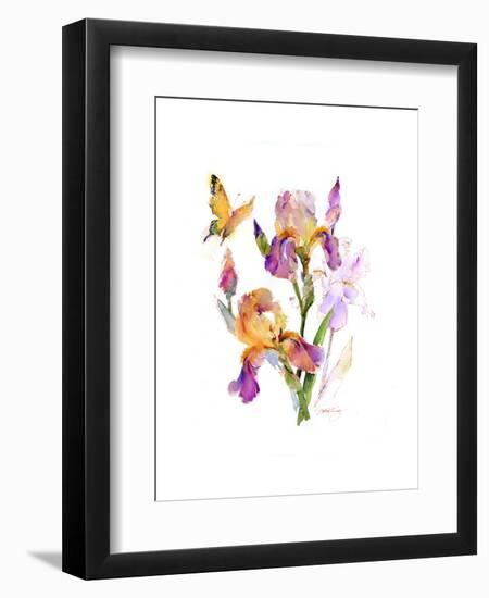 Iris with Yellow Butterfly, 2016-John Keeling-Framed Giclee Print