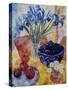 Irises and Dish of Apples-Lorraine Platt-Stretched Canvas