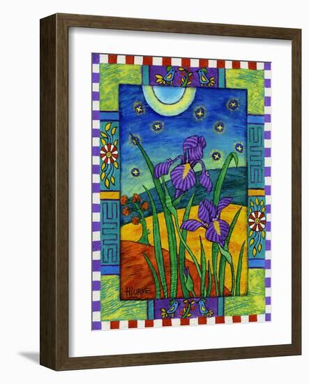 Irises and Fireflies-Helen Lurye-Framed Giclee Print