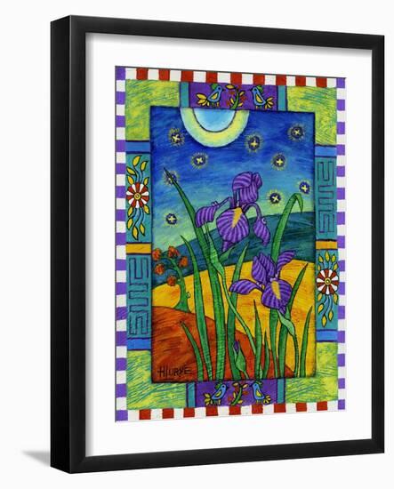 Irises and Fireflies-Helen Lurye-Framed Giclee Print