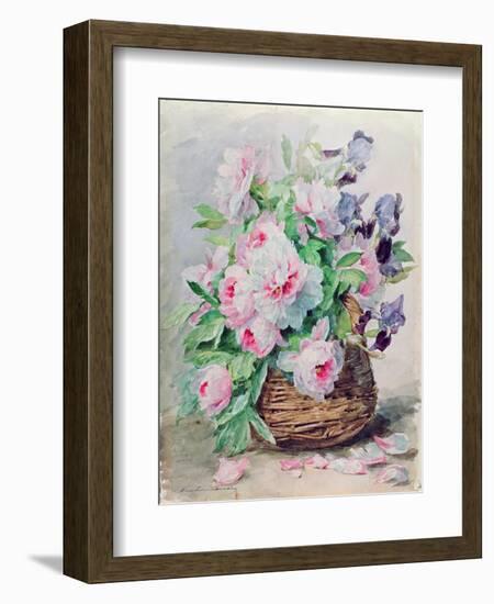 Irises and Peonies in a Basket-Madeleine Lemaire-Framed Giclee Print