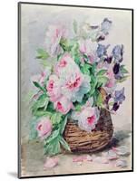 Irises and Peonies in a Basket-Madeleine Lemaire-Mounted Giclee Print